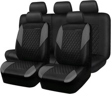 Quilting Leather Seat Covers Full Set,Universal Waterproof Deluxe PU Premium Car