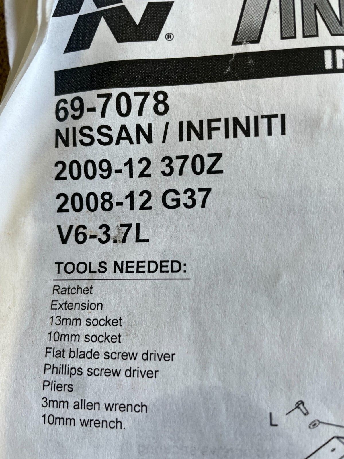 Use K&N Typhoon Air Intake for Nissan 370z 0912, Infiniti G37 0812 P