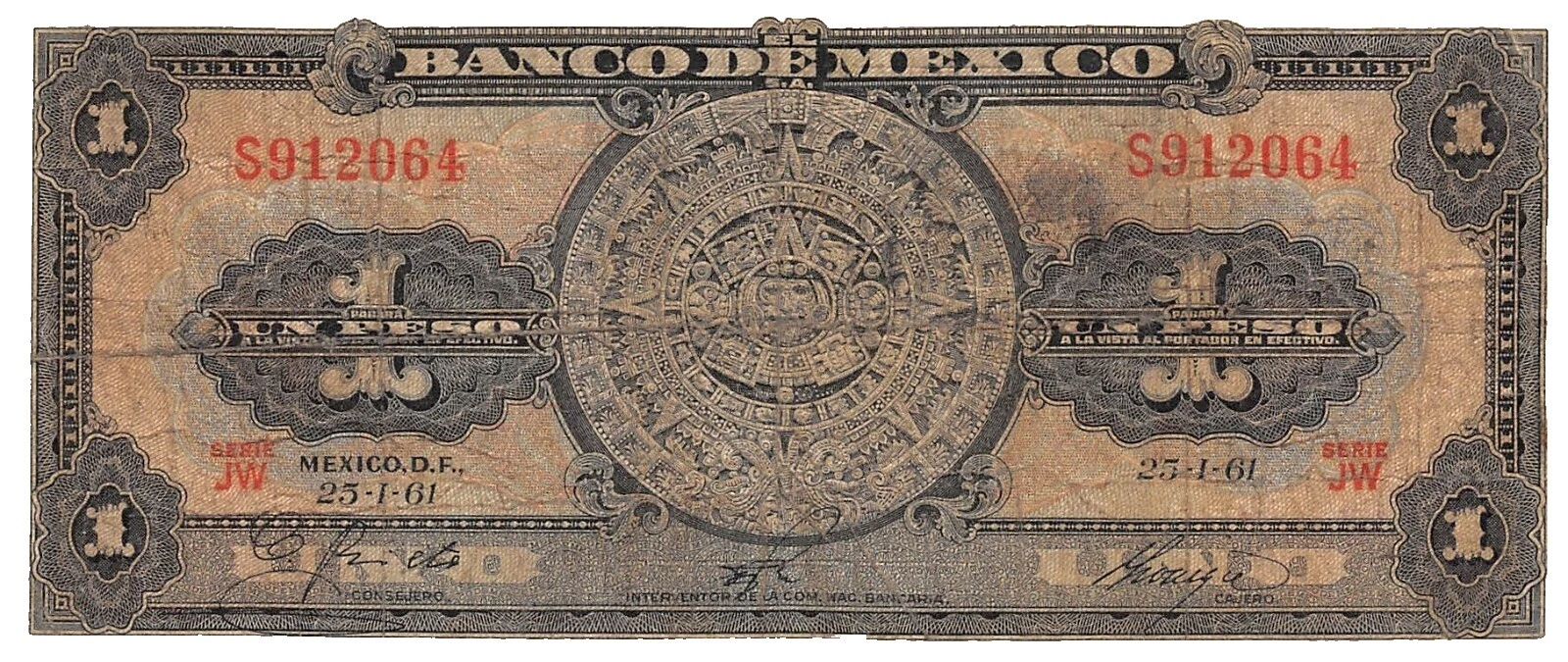 Ungraded 1961 Mexican Paper Money