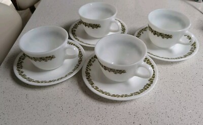 Rare Vintage Corelle Livingware Spring Blossom/Crazy Daisy Cups & Saucers Set