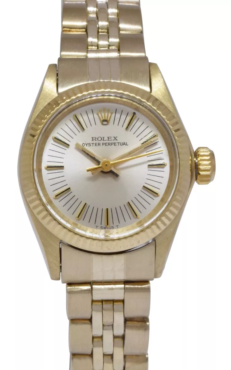 Rolex Oyster Perpetual No Date 14k Yellow Gold Ladies 24mm Watch