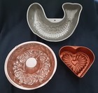 3 Vintage Copper Jello Molds, Fish, Heart, Rose Ring — photo 2