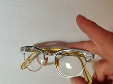 UOC Universal 1/10 12k Rolled Gold Vtg Eyeglasses Frame 44-20 Cateye Etched Fram