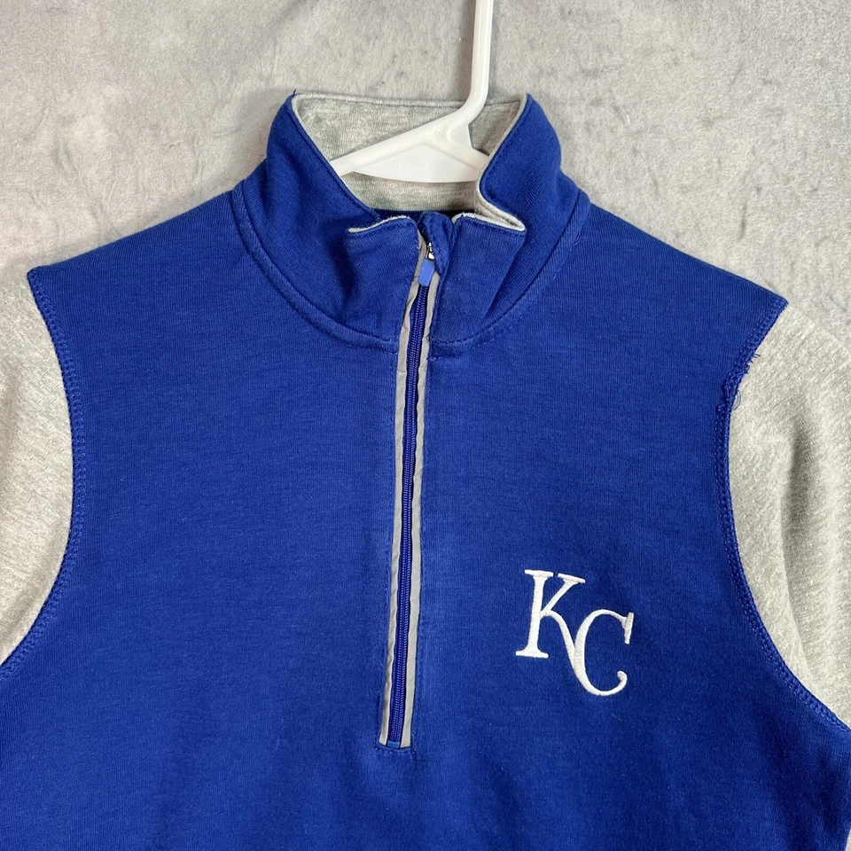 Kansas City Royals 1/4 Cremallera Suéter Juvenil Pequeño Azul Gris Pullover Sudadera Foto 4 de 4