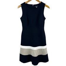 Tommy Hilfiger Women's Navy Blue Fit and Flare Sleeveless Dress Size 4P