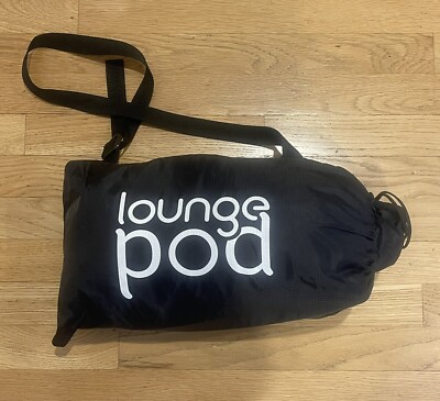 BLACK LOUNGE POD INFLATABLE AIR LOUNGER Pool Float Chair Portable ...