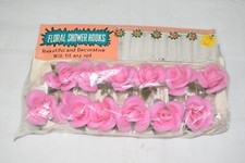 NEW Vintage Pink Floral Roses Shower Curtain Hooks Kresge SEALED MCM K Mart