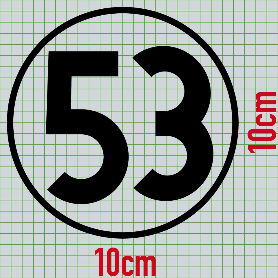 Sticker Tattoo 53 Black 10cm Car Film Racing Start Number Herbie No | eBay