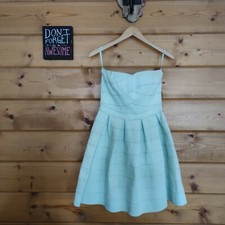Jun Ivy Francesca's Mint Green Bandage Dress Stretch Fit Flare Pleated Sz Medium