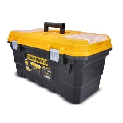 22" Heavy Duty Craft Tool Storage Box with Removable Tray &Compartment Organiser