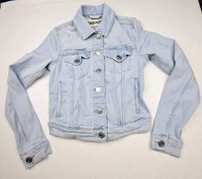 Garage Cropped Jean Jacket XS Light Blue Longsleeve Pit To Pit 15in Length 18in