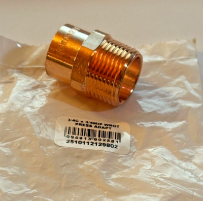 Copper Fitting, Male Adapter, 3/4'' NPT Male Pipe x for 7/8'' O.D. Copper