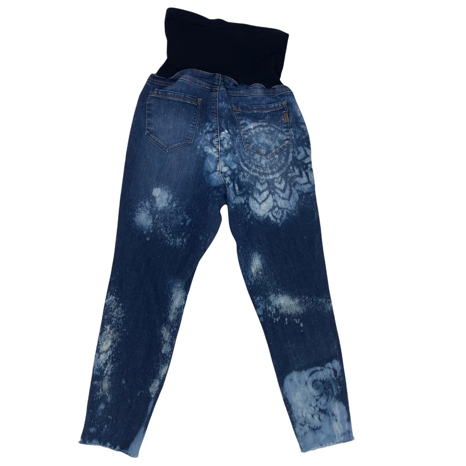 1822 Maternity Jeans Womens Small 29 Boho Upcycled Boho Medallion Blue - Image 2 of 4
