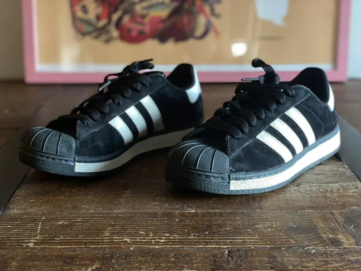 adidas shell toe black with white stripes suede mens 8