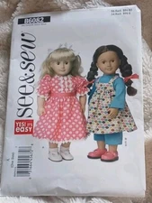 Butterick See & Sew Sewing Pattern 6082 18" Doll Clothes Dress Pants Shirt UNCUT