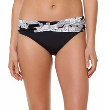  125 Bleu Rod Beattie Women's Black Banded Hipster Bikini Swim Bottom Size 4