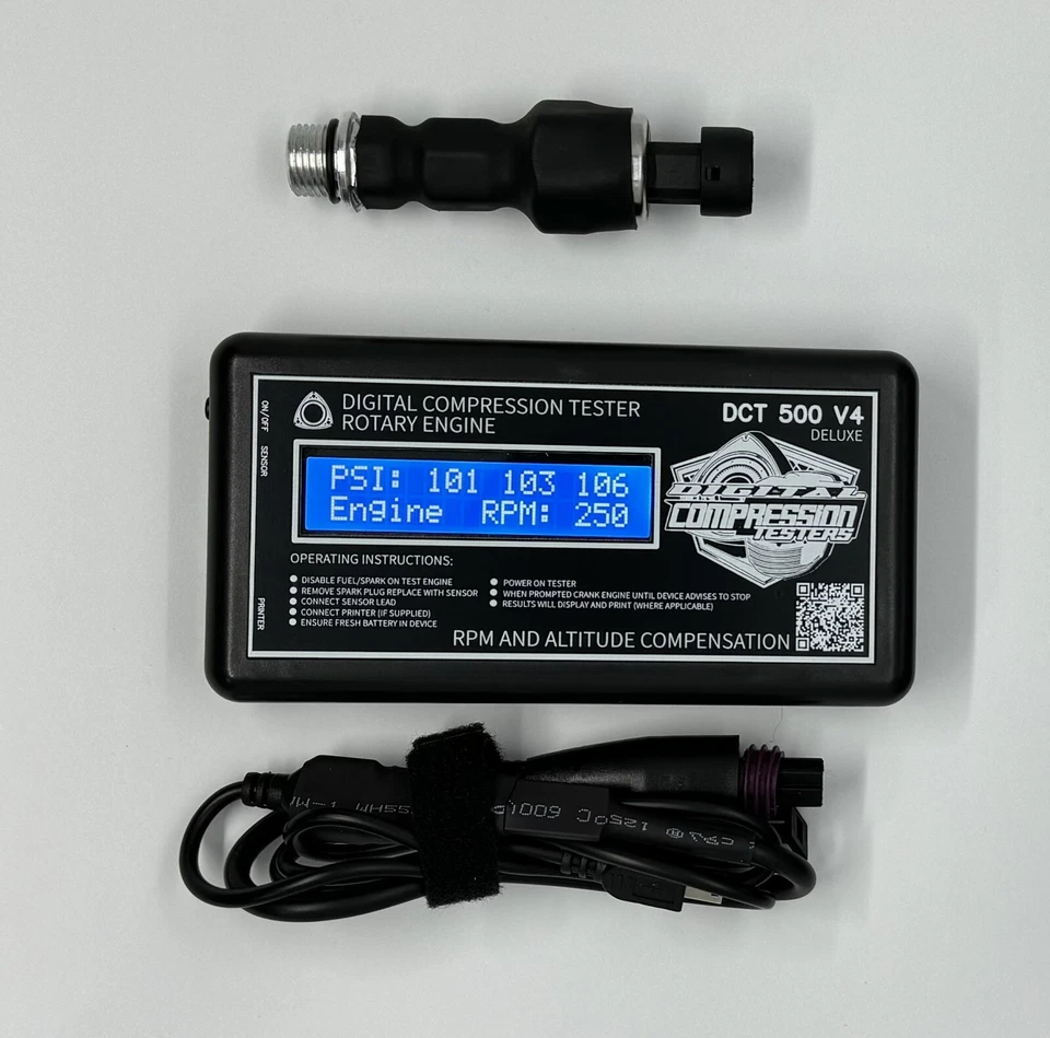 DCT 500v4 rotary engine compression tester black 13b 12a rx7,8,4,3 altitude rpm - Image 4 of 4