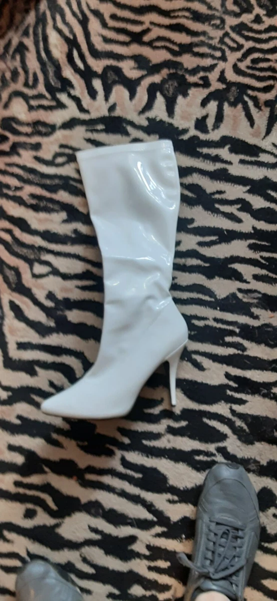 WHITE PATENT Fetish Gogo Dancer Knee High Mens Drag Queen Pageant Boots 13 w