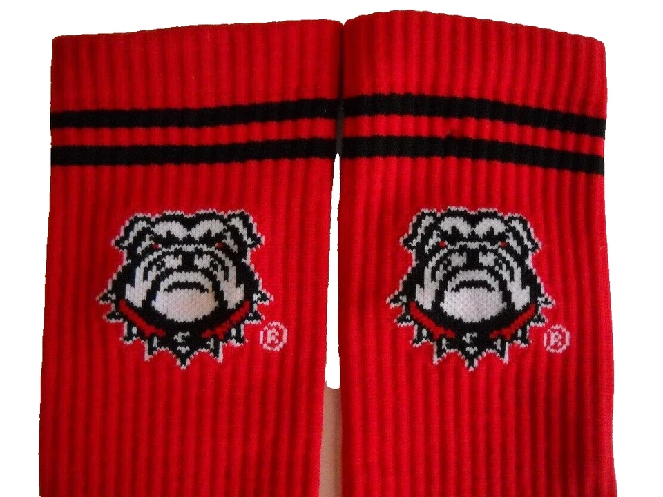 Meias GEORGIA BULLDOGS COMPRIMENTO MÉDIO COM ROSTO DE CACHORRO SELVAGEM (HOMENS 8-12, MULHERES 9.5-13.5) - Imagem 2 de 4