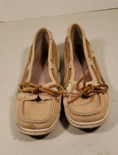 SPERRY TOP-SIDER WOMENS ANGELFISH GOLD GLITTER BOAT SHOES 9104191 TAN SIze-6M..
