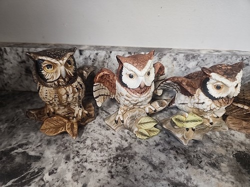 Homco Ceramic/Porcelain Owls pair, 5" tall. #1114 Beautiful/Adorable! 5 Total - Picture 2 of 3