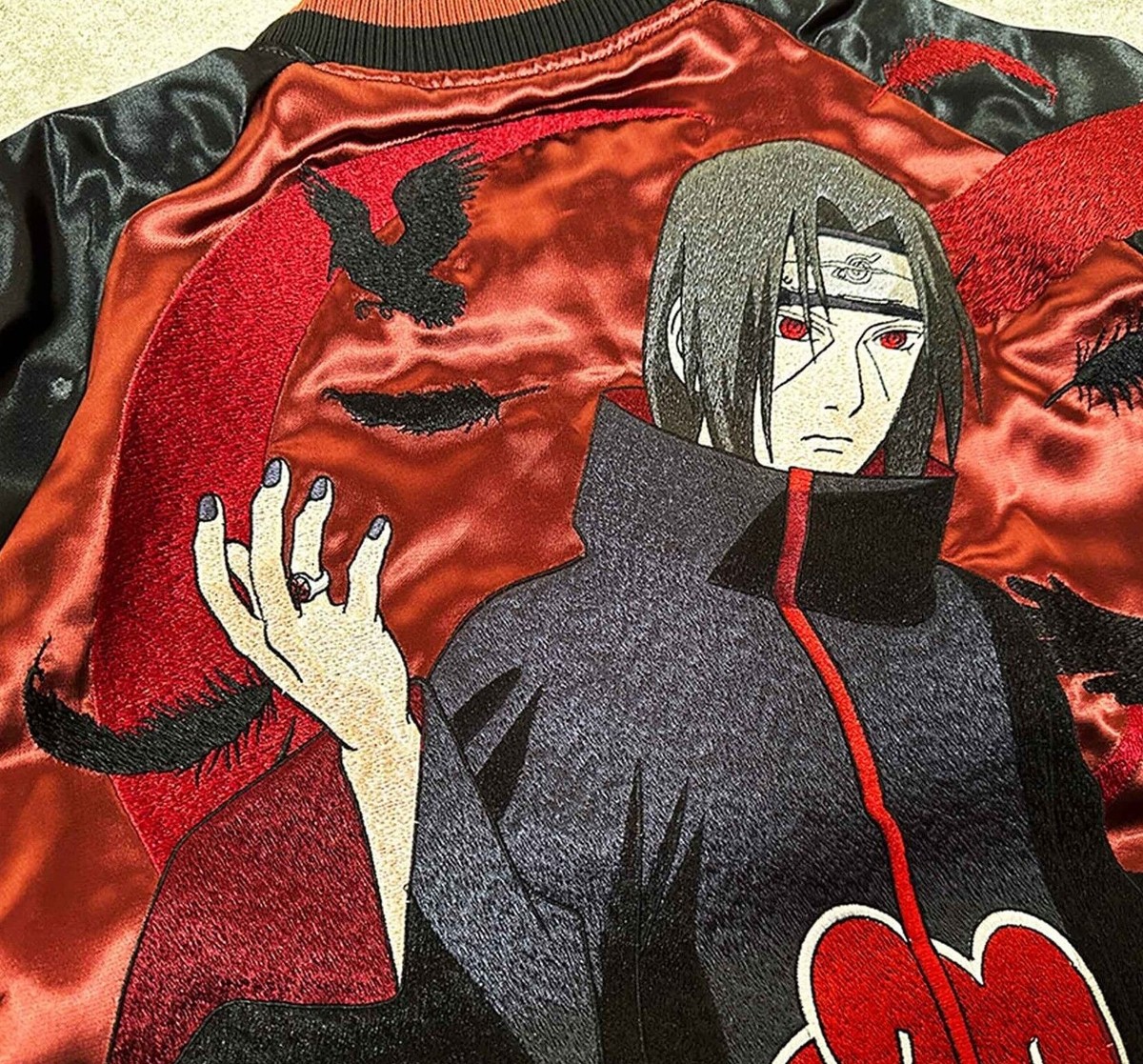 Sukajan NARUTO Uchiha Itachi Embroidery souvenir jacket Red 241083