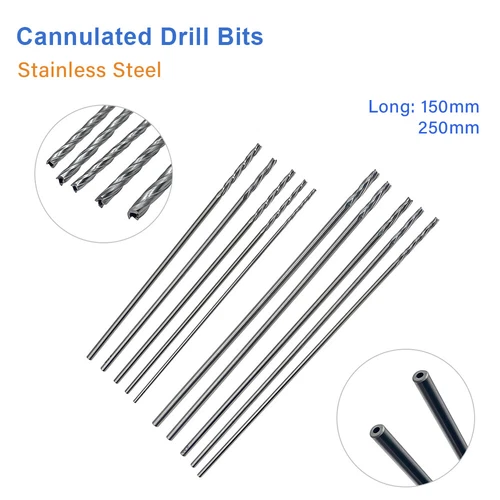 Cannulated Drill Bit Hollow Stainless steel Orthopedic Instrument 150mm/250mm