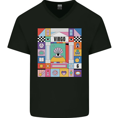 T-Shirt A Vibrant Jungfrau Sternzeichen Sternzeichen Herren V-Ausschnitt Baumwolle