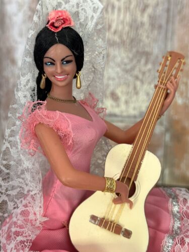 Vintage Marin Chiclana Spannweiten spanische Flamenco-Tänzerpuppe 14"" Gitarre - Bild 1 von 6