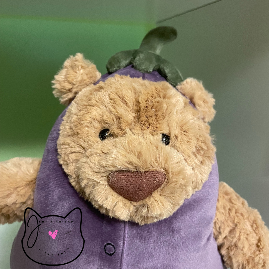 Jellycat Aubergine EGGPLANT BARTHOLOMEW BEAR New BNWT RETIRED