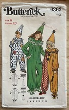 Butterick Patten 6363 Children Boys  Girls Clown Costume Size 8 Vintage CUT