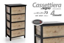 CASSETTIERA 4 CASSETTI COMODINO LEGNO MODERNO MARRONE ROVERE 73*40*29 CM