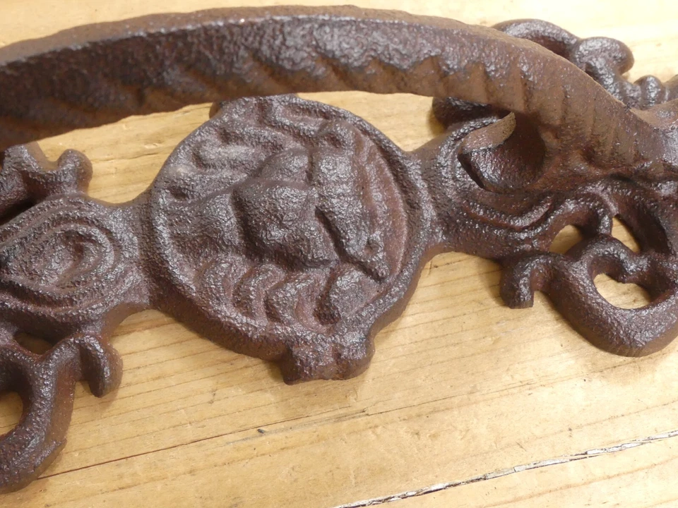 2 БОЛЬШИЕ РУЧКИ ДЕРЕВЕНСКИЕ ЧУГУННЫЕ ДВЕРНЫЕ РУЧКИ САРАЯ ВОРОТА ТЯНУТ ПРИЧУДЛИВЫЕ 8 1/2» - Изображение 4 из 4