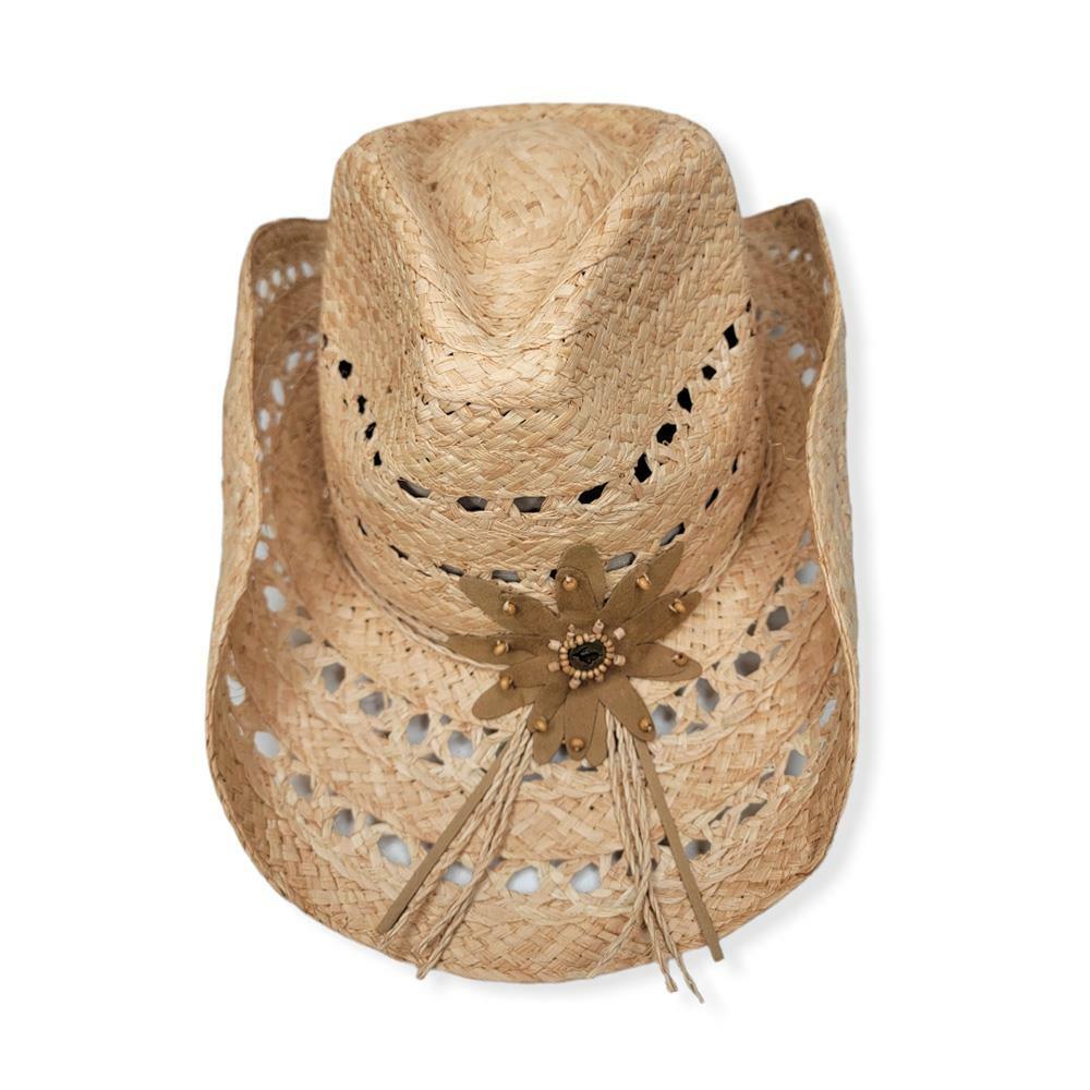 Peter Grimm Straw Mallorie Hat Womens Western Boho Floral Sun Hat Tan Women main image 4