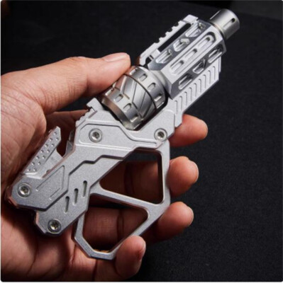 QT-3000 銃型 フィジェットトイ　シルバー QT-3000 Revolver Magnetic Push Slider Gun Spinner Button Fingertip