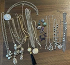 Vintage Costume Jewelry Necklace Chain & Charms Silver & Gold Tone Lot Of 21