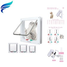 Cat Door Flap Outer Size 7.5" x 7.8", 4 Way Locking Medium Cat Door for Inter...