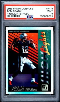 Tom Brady 2018 Panini Donruss Highlights Holo /100 #H-15 PSA 9 Mint Patriots SP
