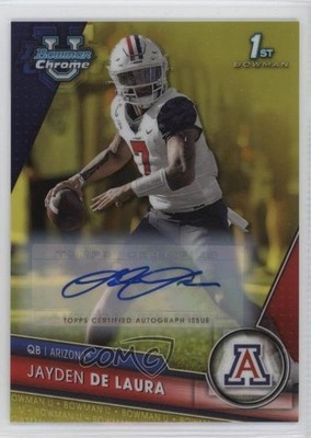 2023 Bowman U Chrome Prospect Yellow Refractor 43/75 Jayden De Laura Auto 0a17