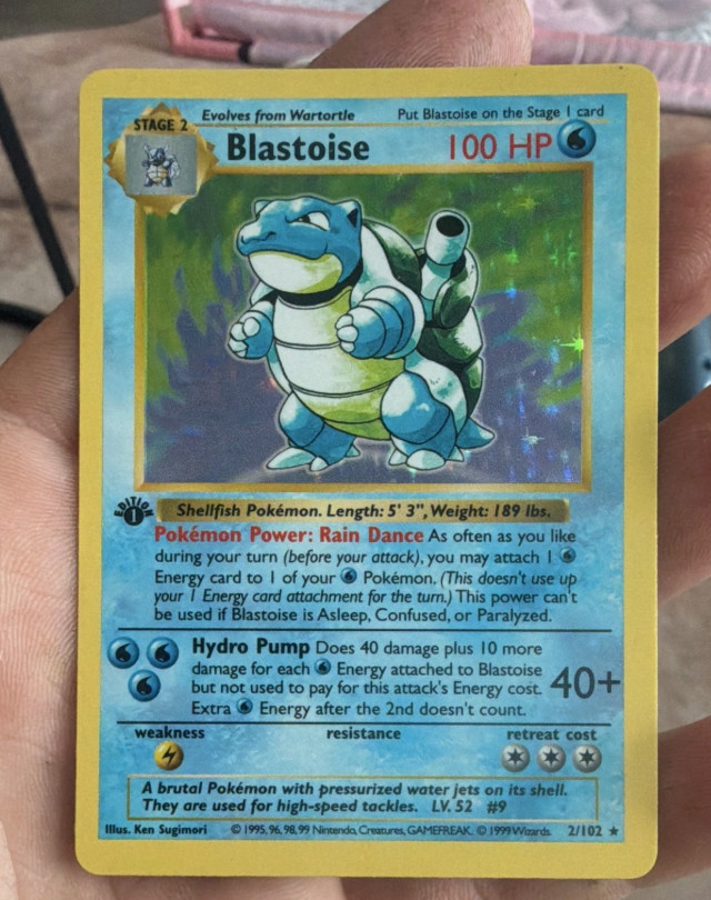 Blastoise Base Set 2/102 Holo Vintage 1999 Never Played Pokemon TCG