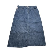 Polo Ralph Lauren Skirt Womens 8 Blue Denim Maxi A-Line Long Casual Classic 90s