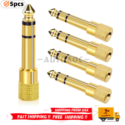 5X 6.35mm 1/4'' Male to 3.5mm 1/8'' Female TRS Stereo Audio Headphone Adapter US