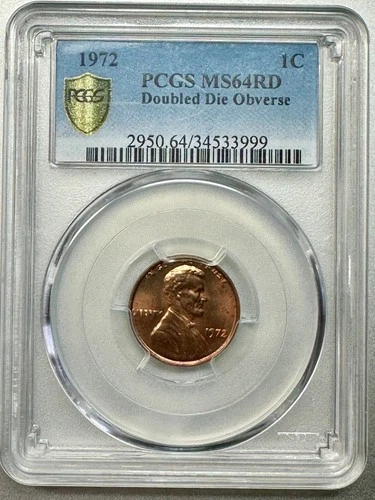 1972 DOUBLED DIE OBV.  LINCOLN CENT  PCGS  MS64 RED