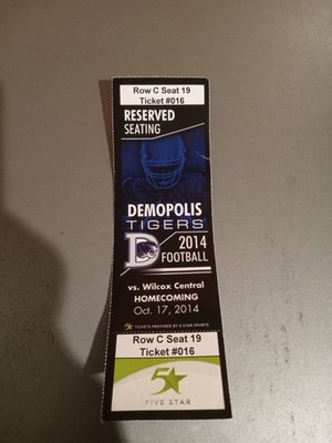 Demopolis Tigers Vs Wilcox Central Alabama High School Football Ticket Stub Y2