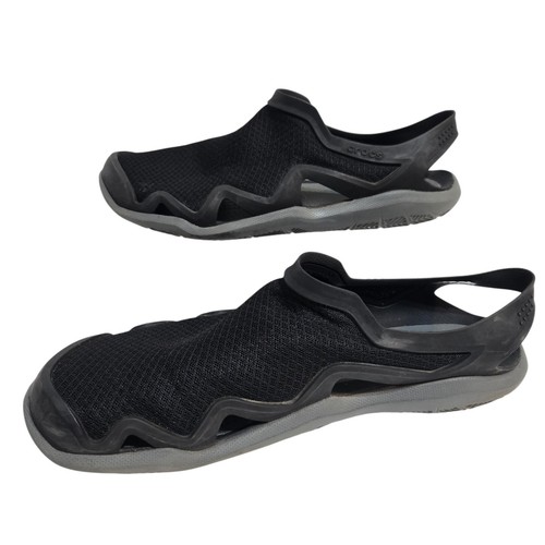 Crocs Mens Size 11 Black Swiftwater Mesh Closed Toe Sandals Slip-On Cut-Out side - Picture 3 of 7