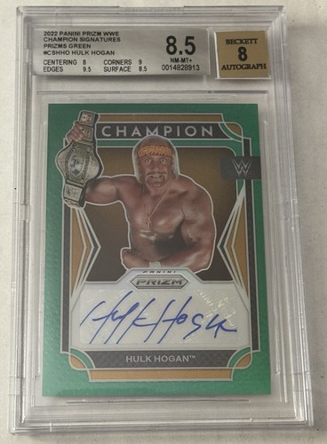 Hulk Hogan [Green Prizm] #CS-HHG 2022 Panini Prizm WWE Champion Signatures card