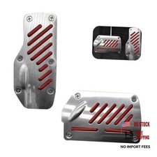 Car Pedal Pads, Anti-slip Larger Brake Accelerator Cover, Alloy 2 PCS Red