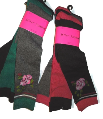 Pack de 6 calcetines hasta la rodilla Betsey Johnson - talla 9-11 - gris negro verde rojo Foto 4 de 4