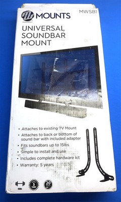 MW Products Universal Soundbar Mount For TV Wall Mounts Black MWSB1
