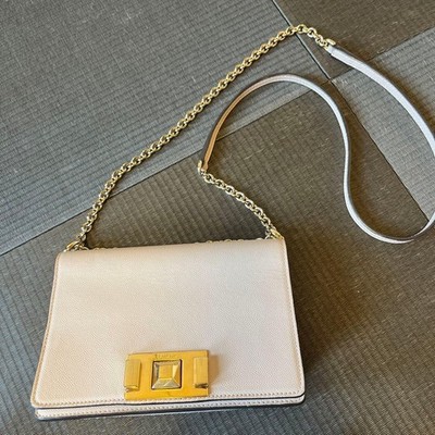 FURLA Mimi Mini Crossbody Bag Pink Beige Leather Authentic Excellent Condition